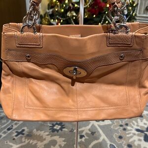 Vintage COACH Penelope Turnlock Coral Leather Satchel Shoulder Bag Purse